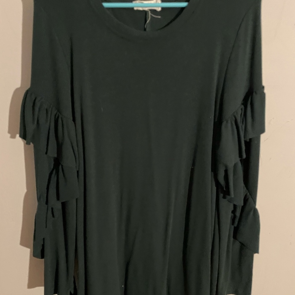 Long sleeve, green cocktail dress